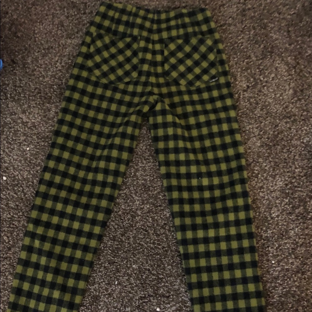 Green plaid uniform pants